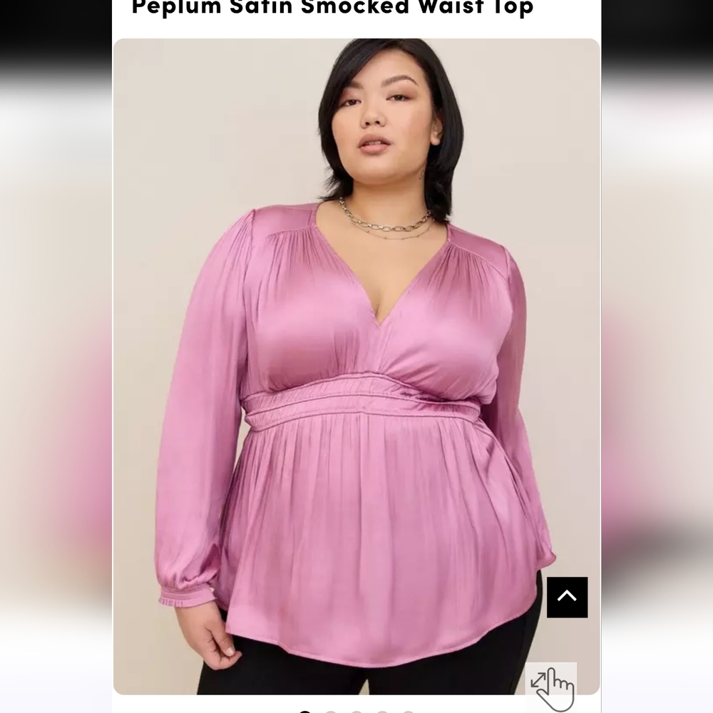 Torrid 2x Peplum Satin Smocked Waist Top